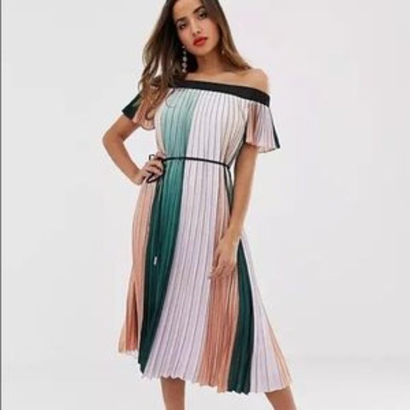 Ted Baker | Dresses | Ted Baker Fernee Maxi Dress In Color Block Pleat ...